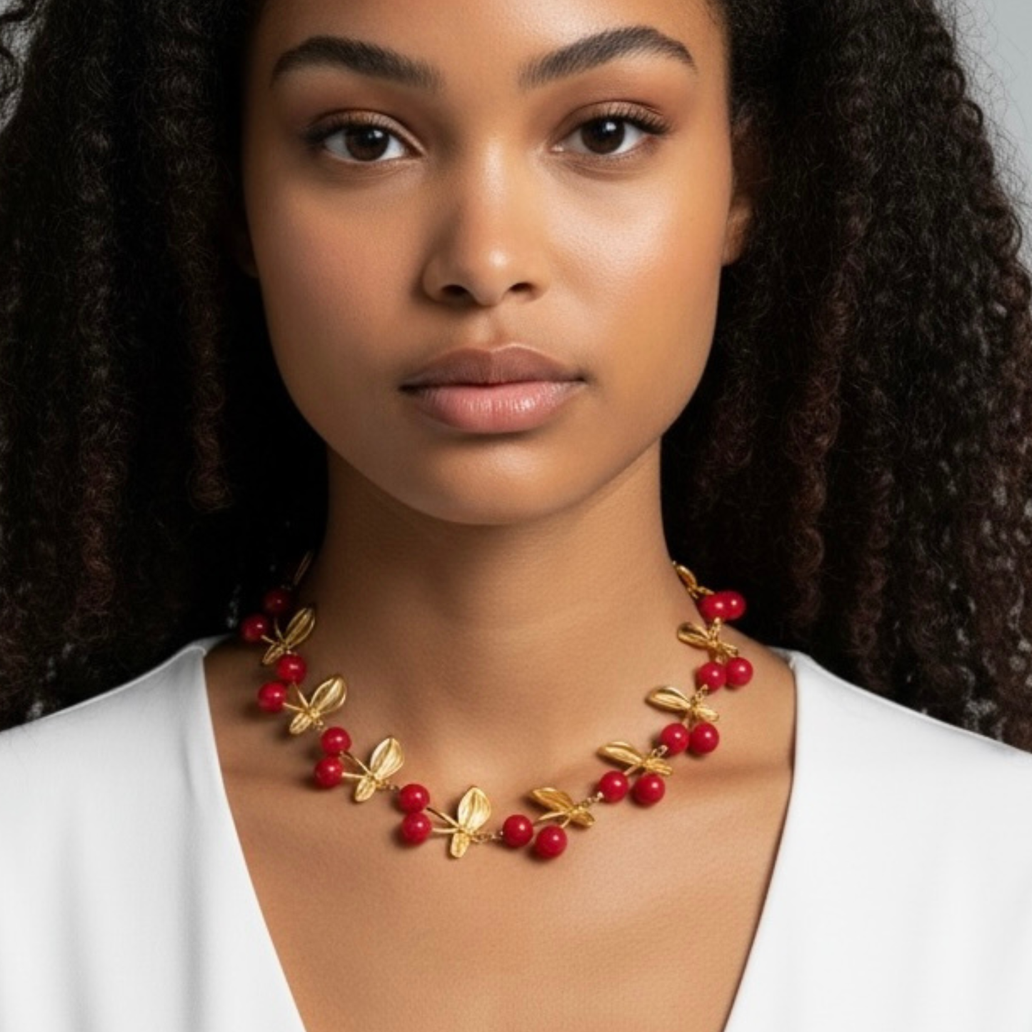 Collier Cherry doré cerises rouges | CLAWME HOPE