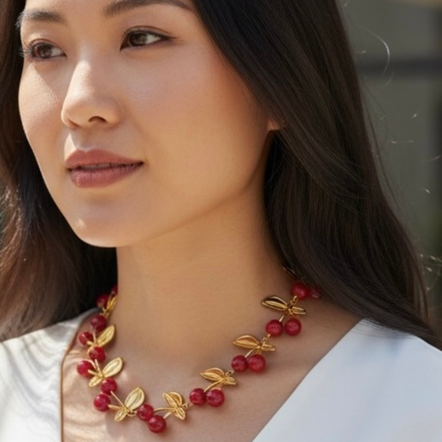 Collier Cherry doré cerises rouges | CLAWME HOPE
