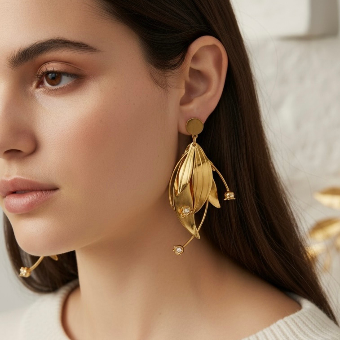 Boucles Aurélia dorées florales sculpturales | CLAWME HOPE
