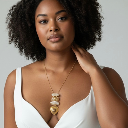 Collier Azélia doré pierres naturelles acier inoxydable | CLAWME HOPE