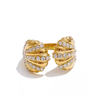 Bague Naya ajustable en acier inoxydable doré | CLAWME HOPE