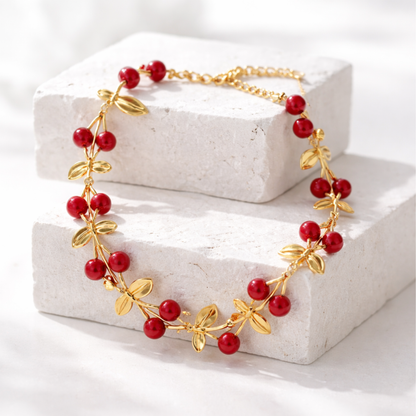 Collier Cherry doré cerises rouges | CLAWME HOPE