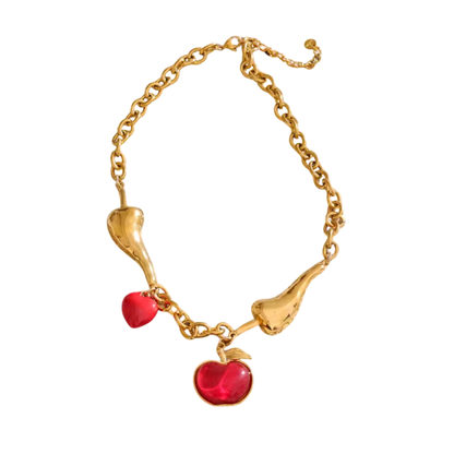 Collier cœur rouge doré acier inoxydable 316L – Éros | CLAWME HOPE