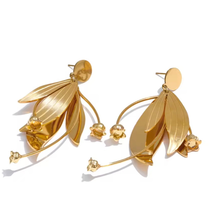 Boucles Aurélia dorées florales sculpturales | CLAWME HOPE