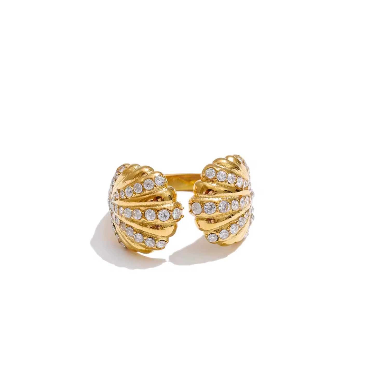 Bague Naya ajustable en acier inoxydable doré | CLAWME HOPE