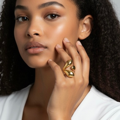 Bague Velora sculpturale ajustable dorée ou argentée | CLAWME HOPE