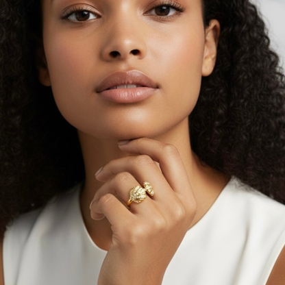 Bague Naya ajustable en acier inoxydable doré | CLAWME HOPE