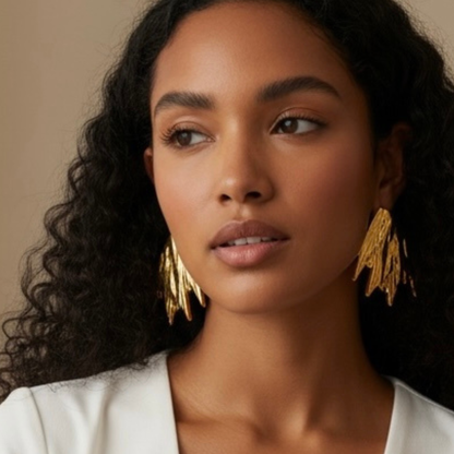 Boucles d’oreilles dorées texturées acier inoxydable 316L – Éclat Oria | CLAWME HOPE