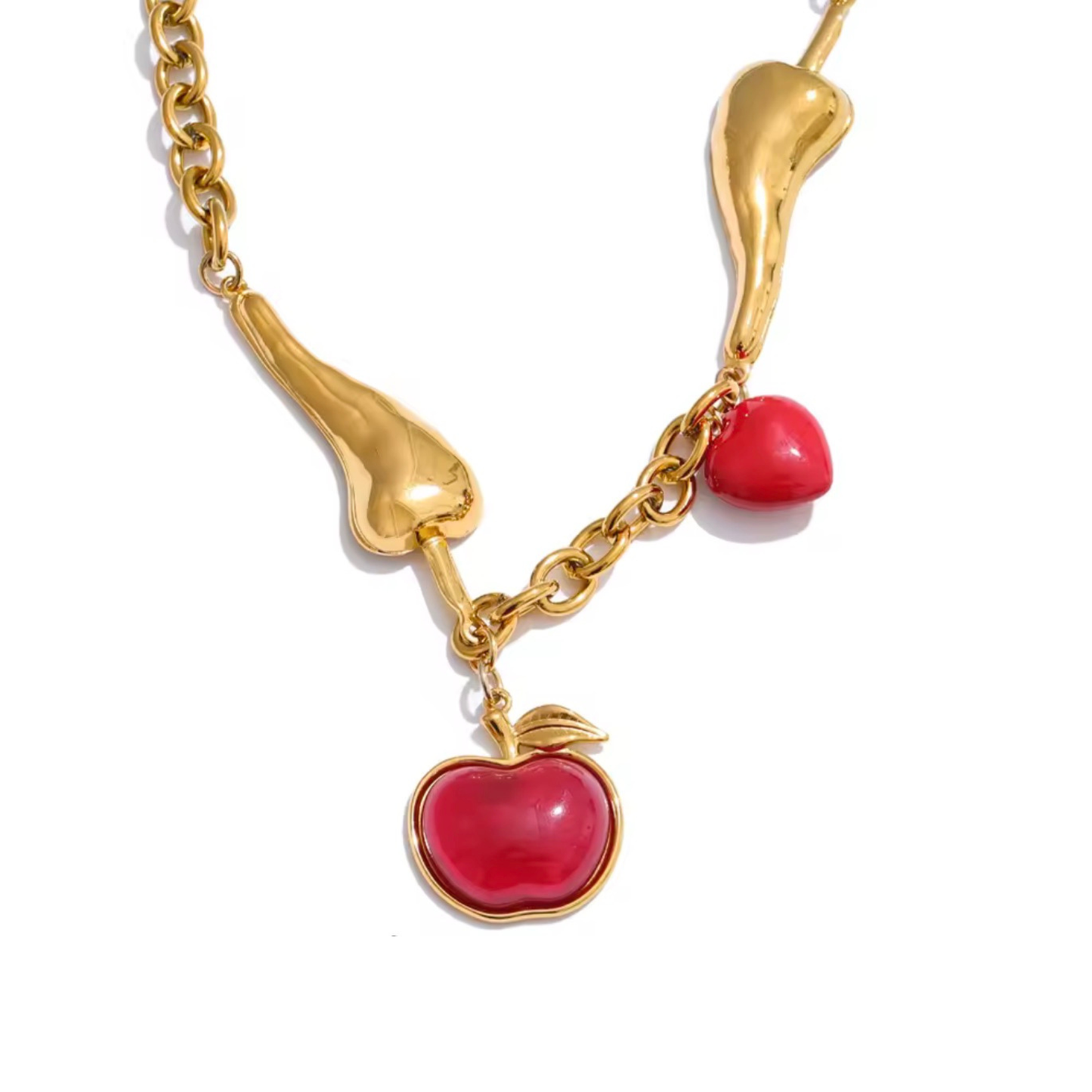 Collier cœur rouge doré acier inoxydable 316L – Éros | CLAWME HOPE