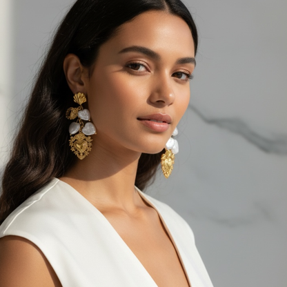Boucles d’Oreilles Perles Dorées Zola | CLAWME HOPE