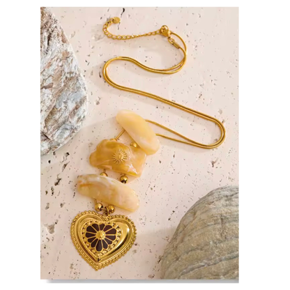 Collier Azélia doré pierres naturelles acier inoxydable | CLAWME HOPE
