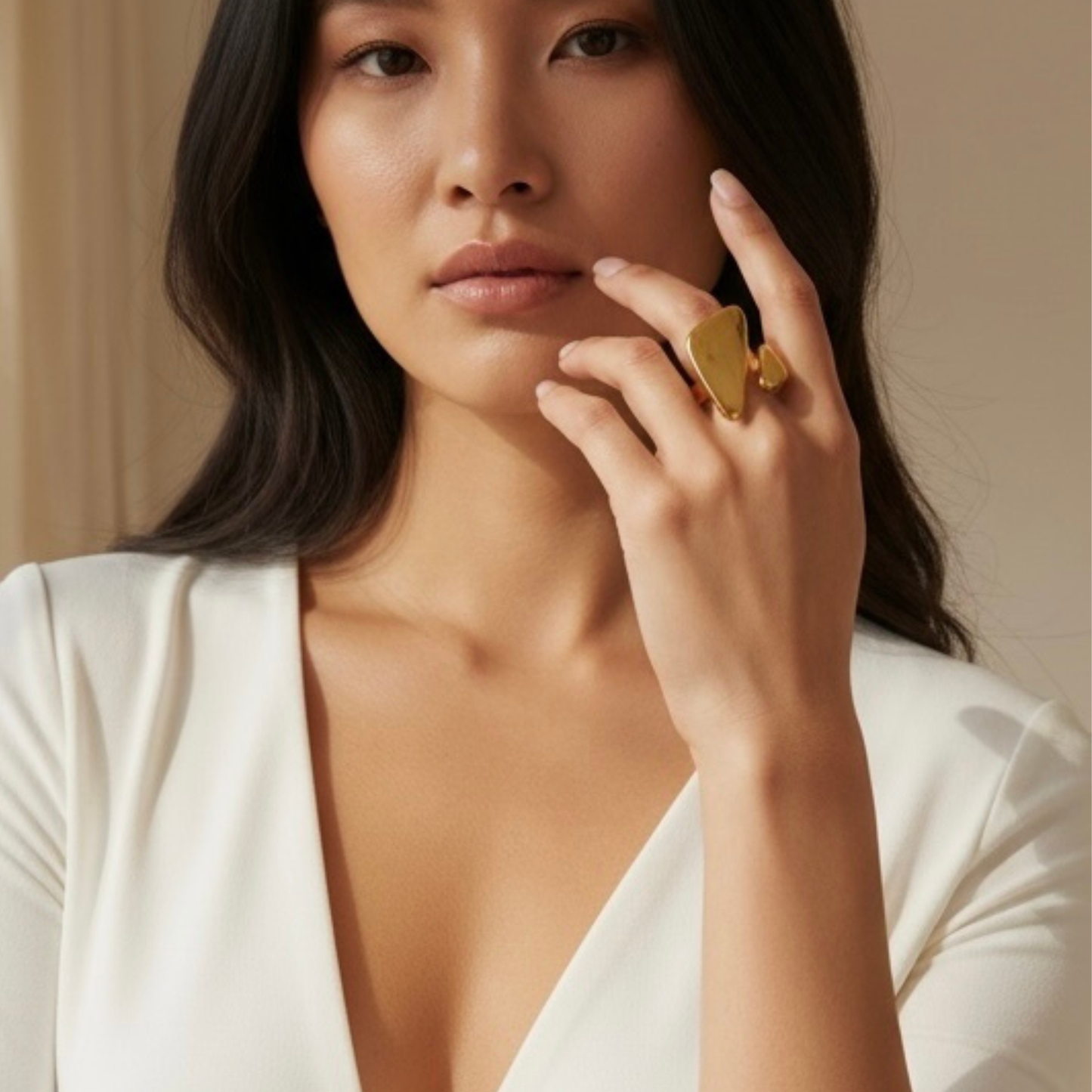 Bague Luma dorée géométrique ajustable | CLAWME HOPE