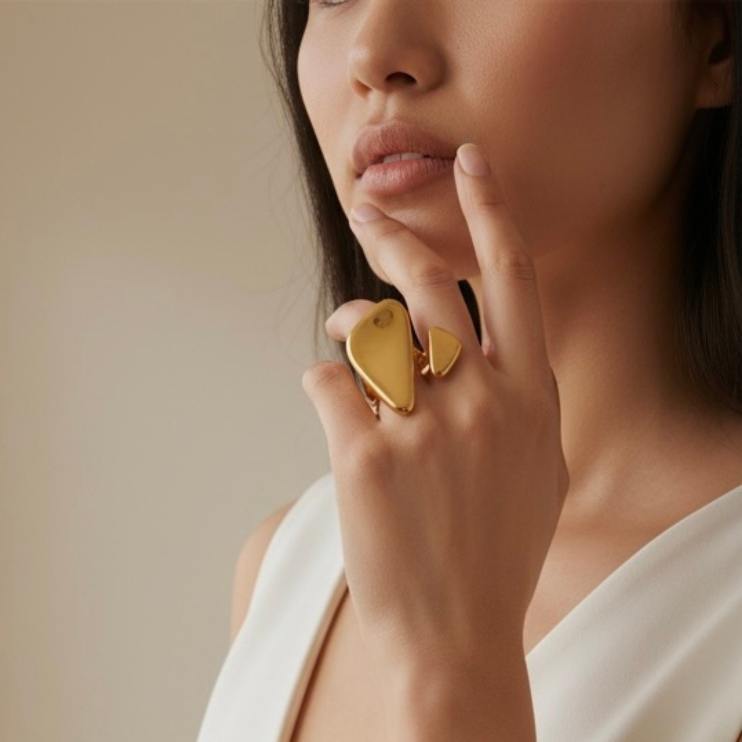 Bague Luma dorée géométrique ajustable | CLAWME HOPE