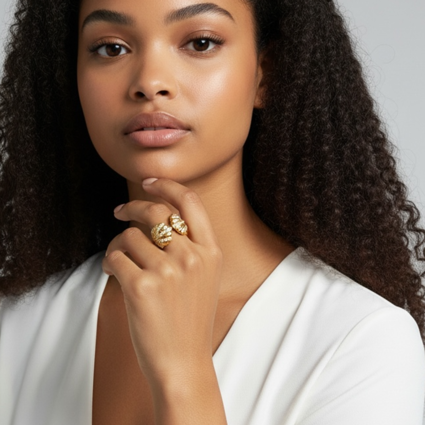 Bague Naya ajustable en acier inoxydable doré | CLAWME HOPE