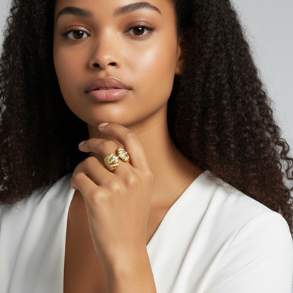 Bague Naya ajustable en acier inoxydable doré | CLAWME HOPE