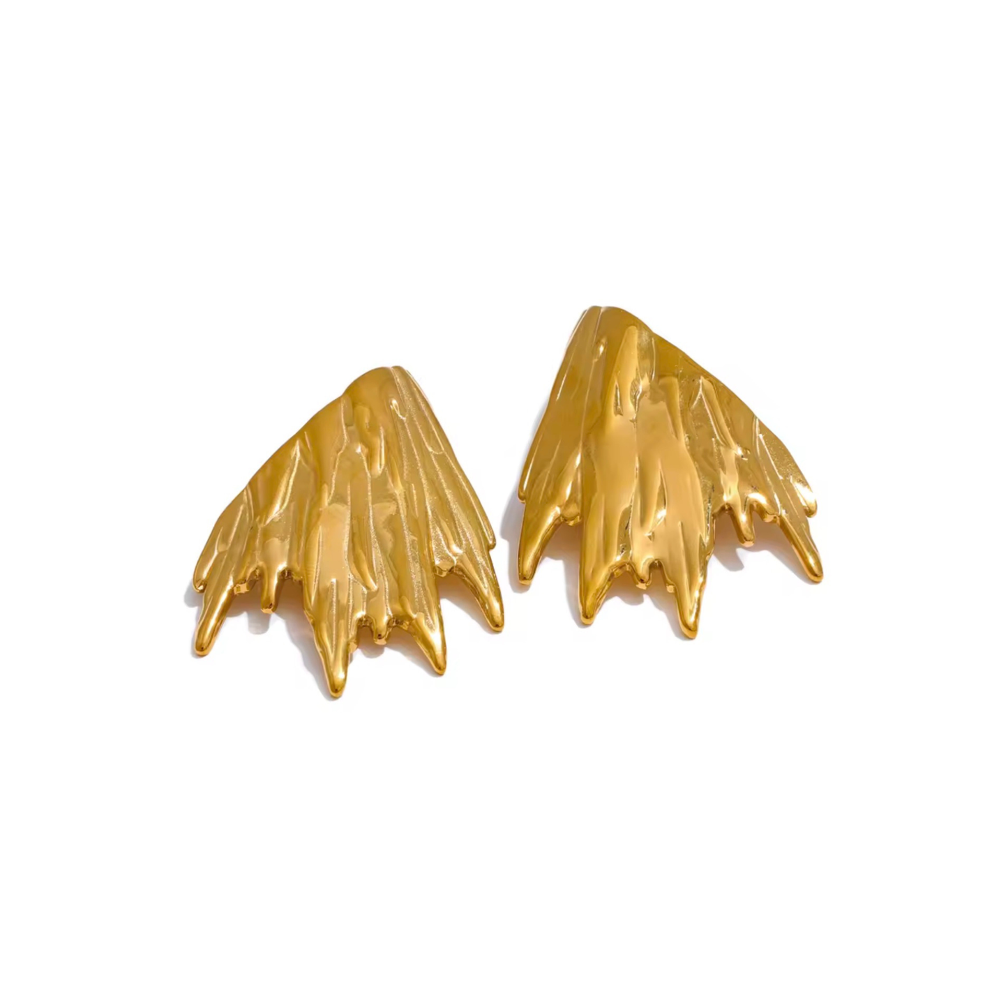 Boucles d’oreilles dorées texturées acier inoxydable 316L – Éclat Oria | CLAWME HOPE
