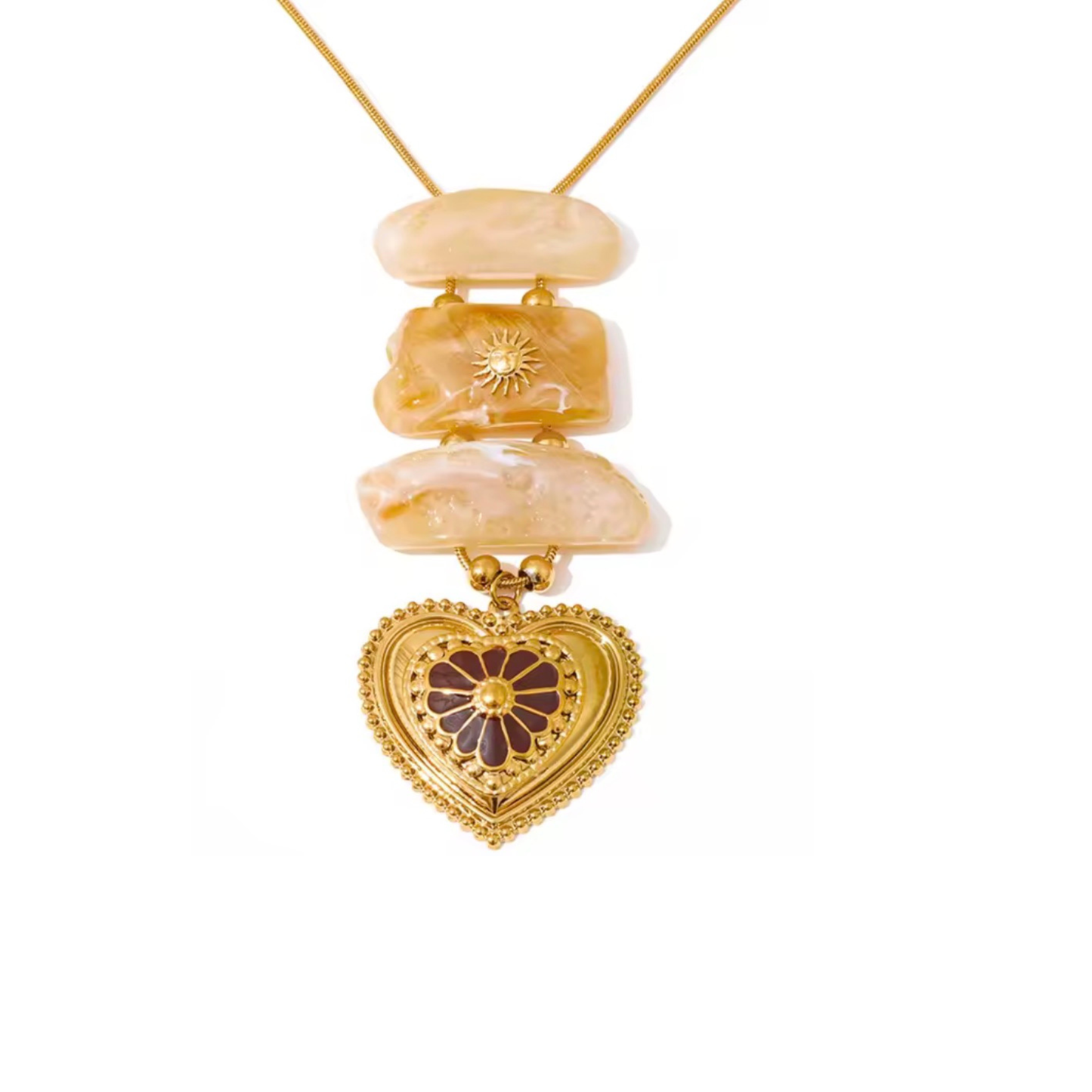 Collier Azélia doré pierres naturelles acier inoxydable | CLAWME HOPE