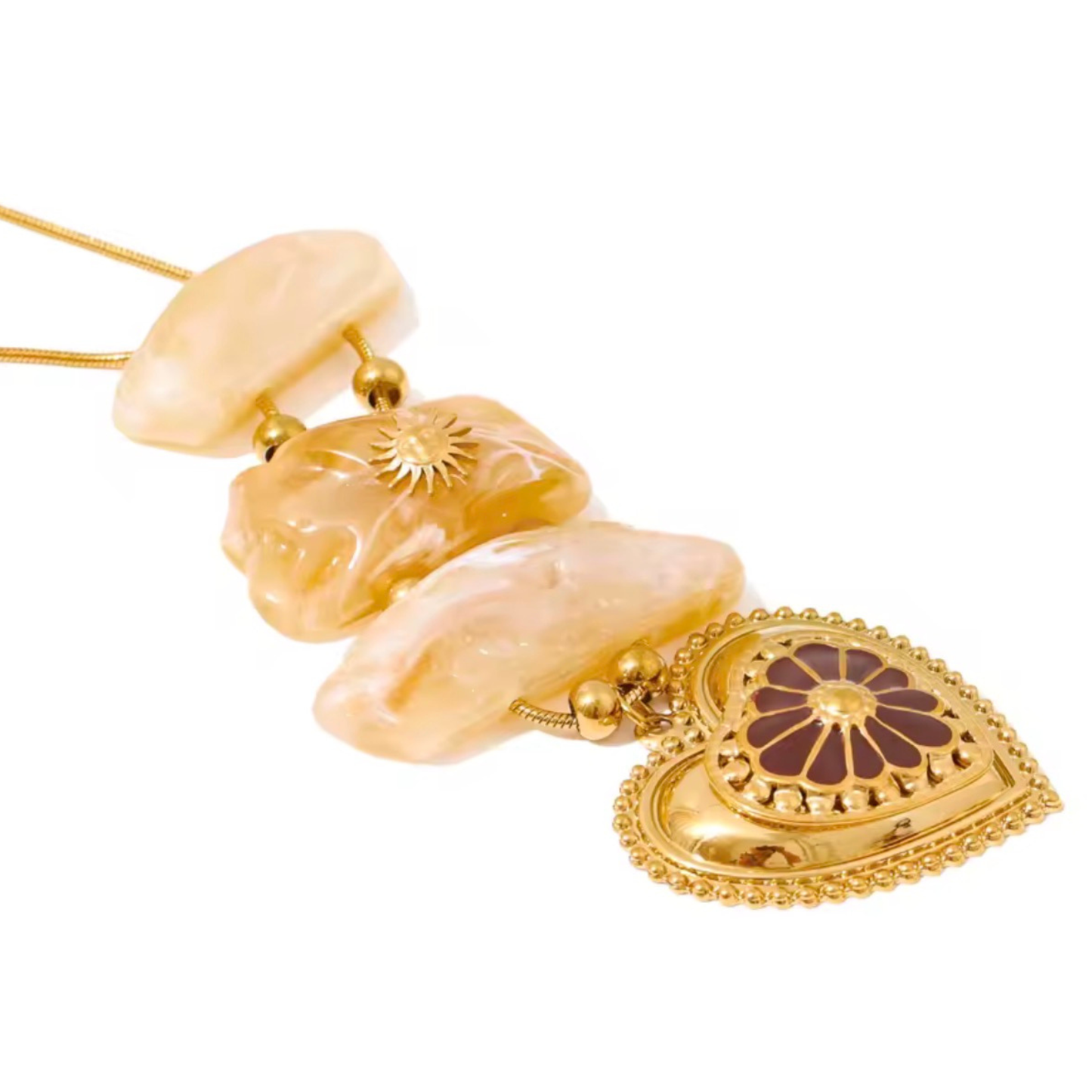 Collier Azélia doré pierres naturelles acier inoxydable | CLAWME HOPE