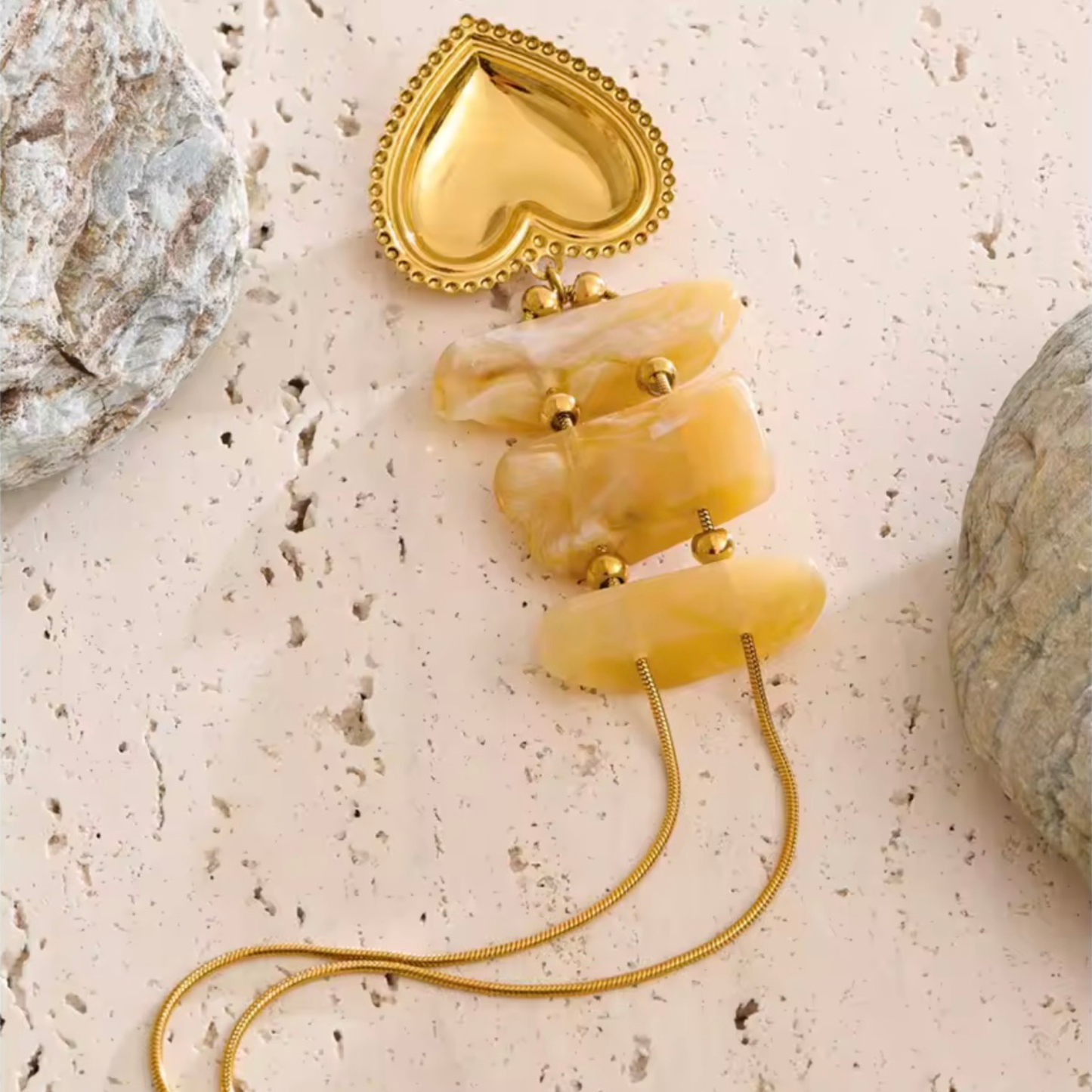 Collier Azélia doré pierres naturelles acier inoxydable | CLAWME HOPE