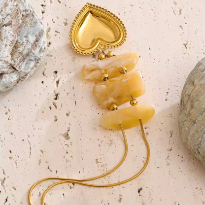 Collier Azélia doré pierres naturelles acier inoxydable | CLAWME HOPE