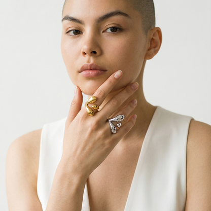 Bague Velora sculpturale ajustable dorée ou argentée | CLAWME HOPE