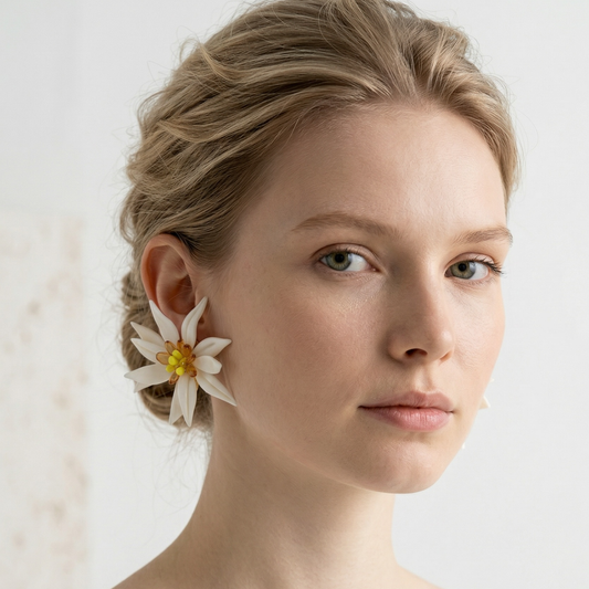 Boucles d’oreilles Fleur FLORÉLIA – Acier Inoxydable 316L Plaqué Or 18K PVD