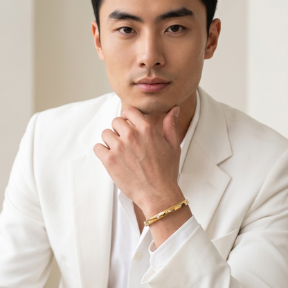 bracelet Jonc VAËL en Acier Inoxydable 316L – Waterproof, Plaqué Or 18K PVD & Zircons