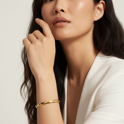 bracelet Jonc VAËL en Acier Inoxydable 316L – Waterproof, Plaqué Or 18K PVD & Zircons