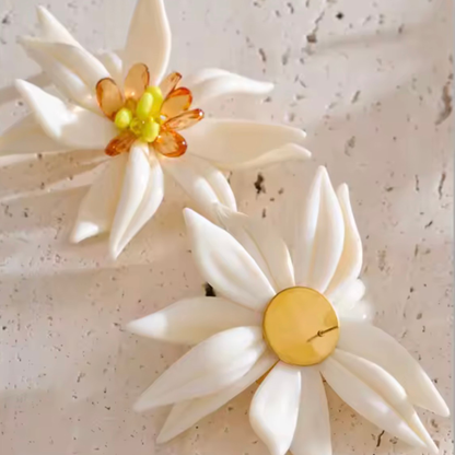 Boucles d’oreilles Fleur FLORÉLIA – Acier Inoxydable 316L Plaqué Or 18K PVD