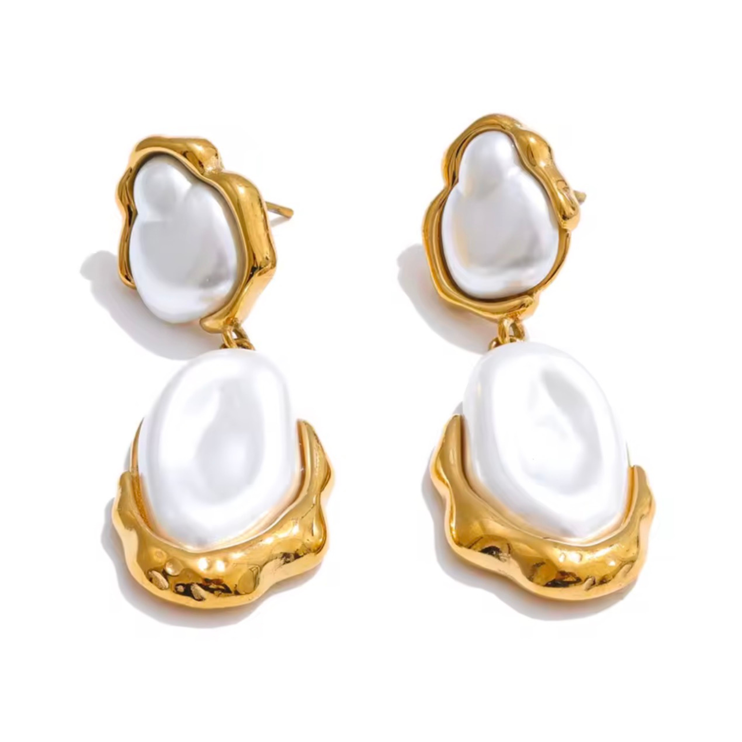 Boucles d’Oreilles Perles Nacrées Dorées Femme – NACRÉA | CLAWME HOPE