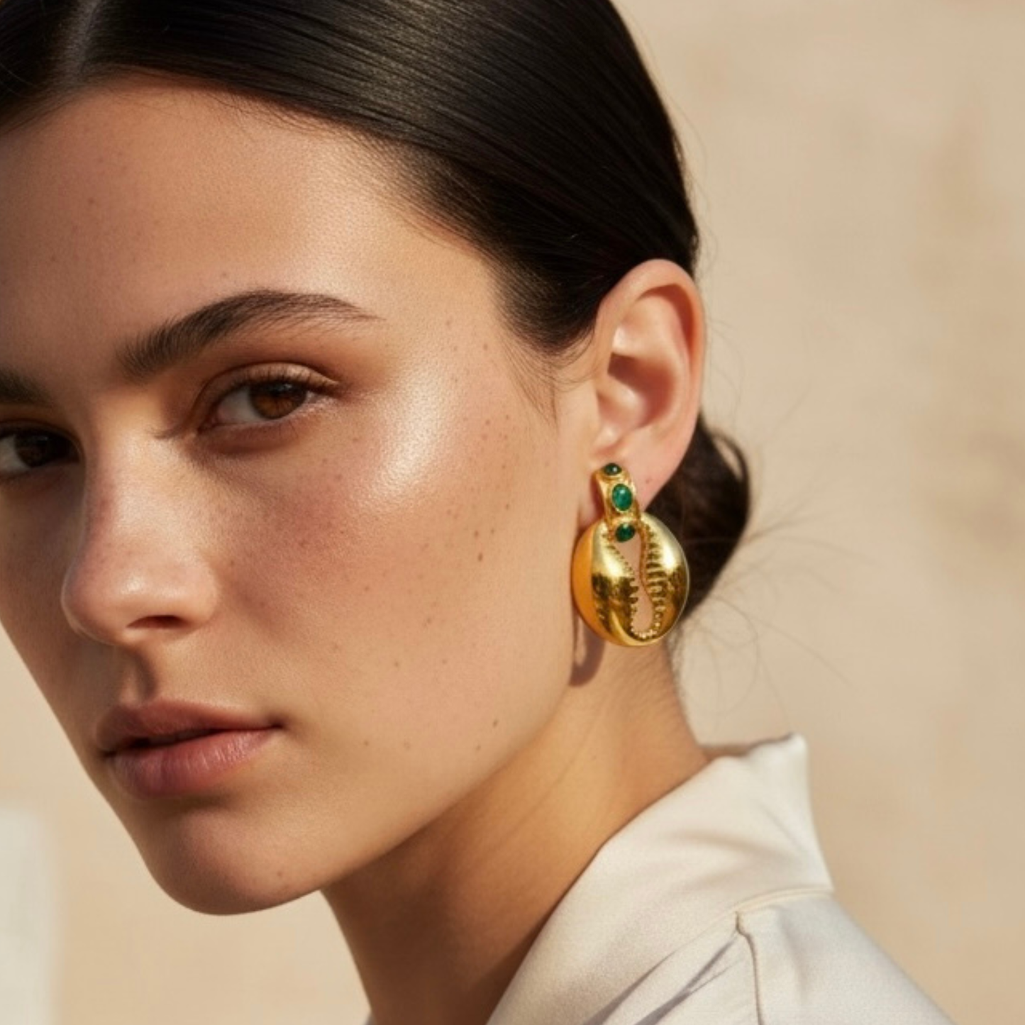 Boucles d’Oreilles Vertes Dorées Femme en Acier Inoxydable 316L – AZURA | CLAWME HOPE