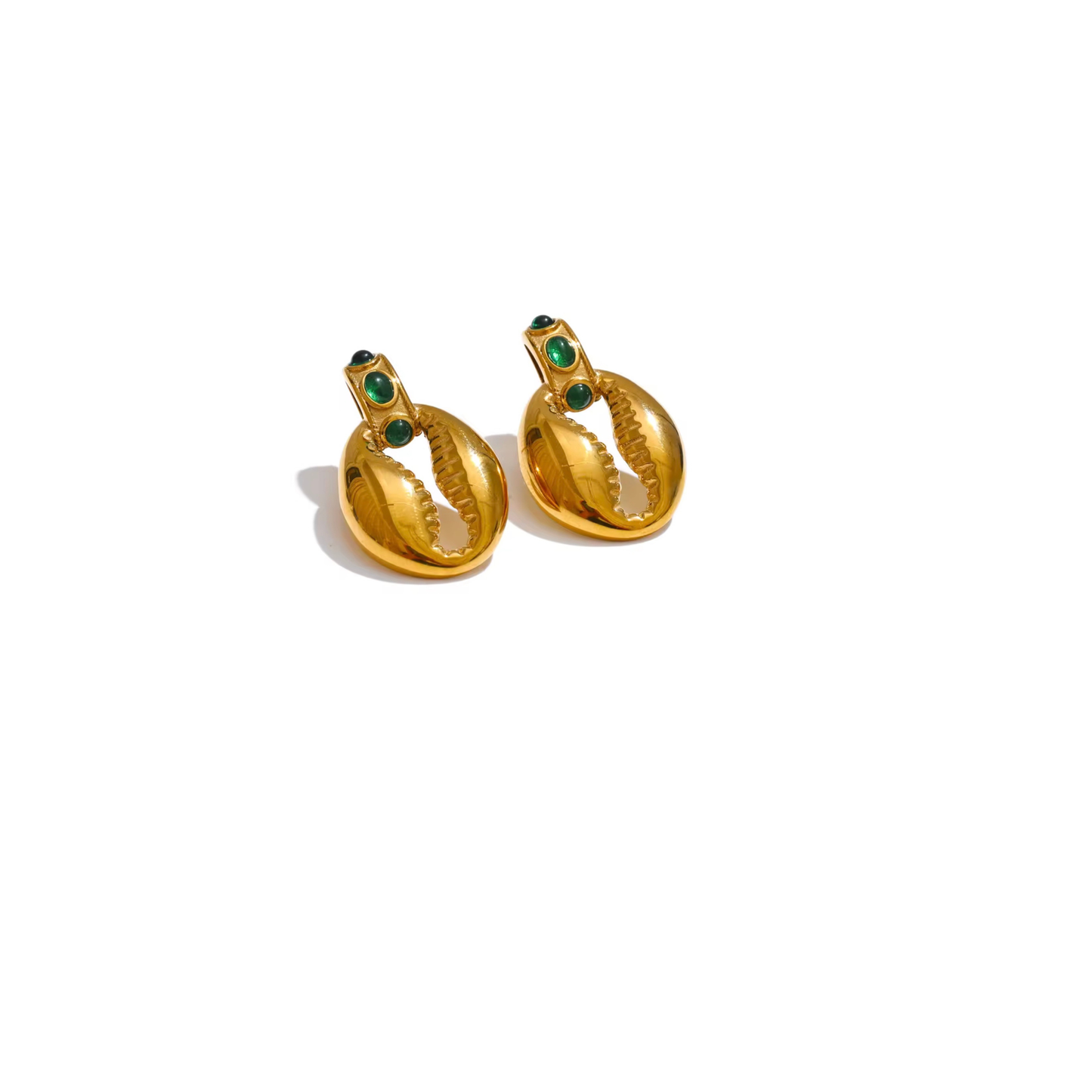 Boucles d’Oreilles Vertes Dorées Femme en Acier Inoxydable 316L – AZURA | CLAWME HOPE