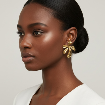Boucles d’Oreilles Fleur Dorées Femme en Acier Inoxydable 316L – MILAN | CLAWME HOPE