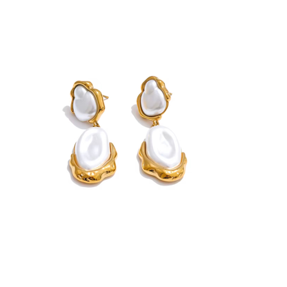 Boucles d’Oreilles Perles Nacrées Dorées Femme – NACRÉA | CLAWME HOPE