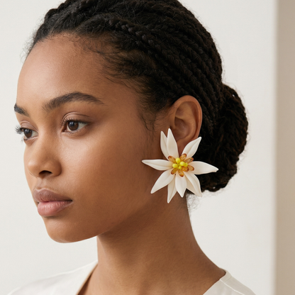Boucles d’oreilles Fleur FLORÉLIA – Acier Inoxydable 316L Plaqué Or 18K PVD