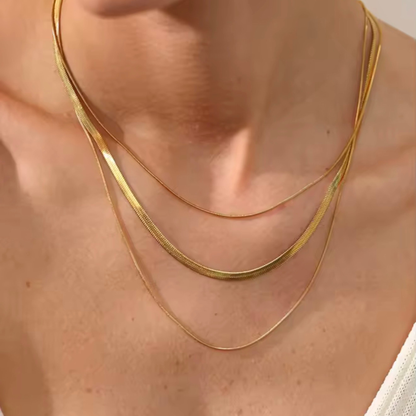 Collier Triple Rang Doré Femme en Acier Inoxydable 316L – Collier Sienna | CLAWME HOPE