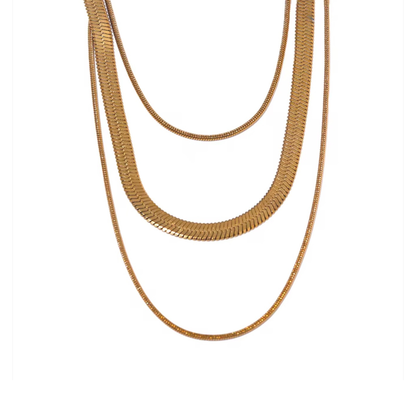 Collier Triple Rang Doré Femme en Acier Inoxydable 316L – Collier Sienna | CLAWME HOPE