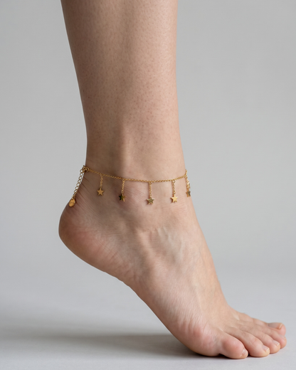 ÉTOILEA – Bracelet de cheville céleste doré en acier inoxydable 316L