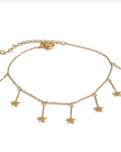 ÉTOILEA – Bracelet de cheville céleste doré en acier inoxydable 316L