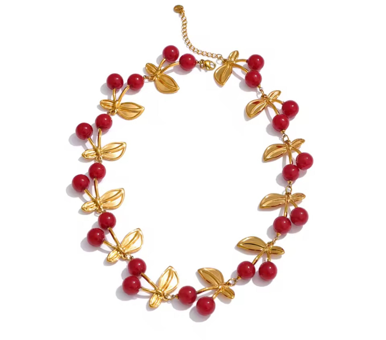 Collier Cherry doré cerises rouges | CLAWME HOPE