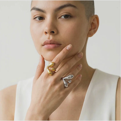 Bague Velora sculpturale ajustable dorée ou argentée | CLAWME HOPE