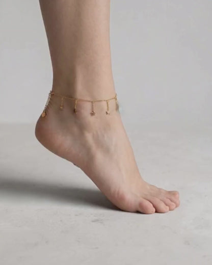 ÉTOILEA – Bracelet de cheville céleste doré en acier inoxydable 316L
